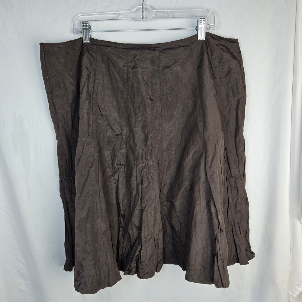 Vintage 90s Liberte Emanuel Ungaro A Line Skirt Womens 20W Brown Knee Length - Picture 2 of 6